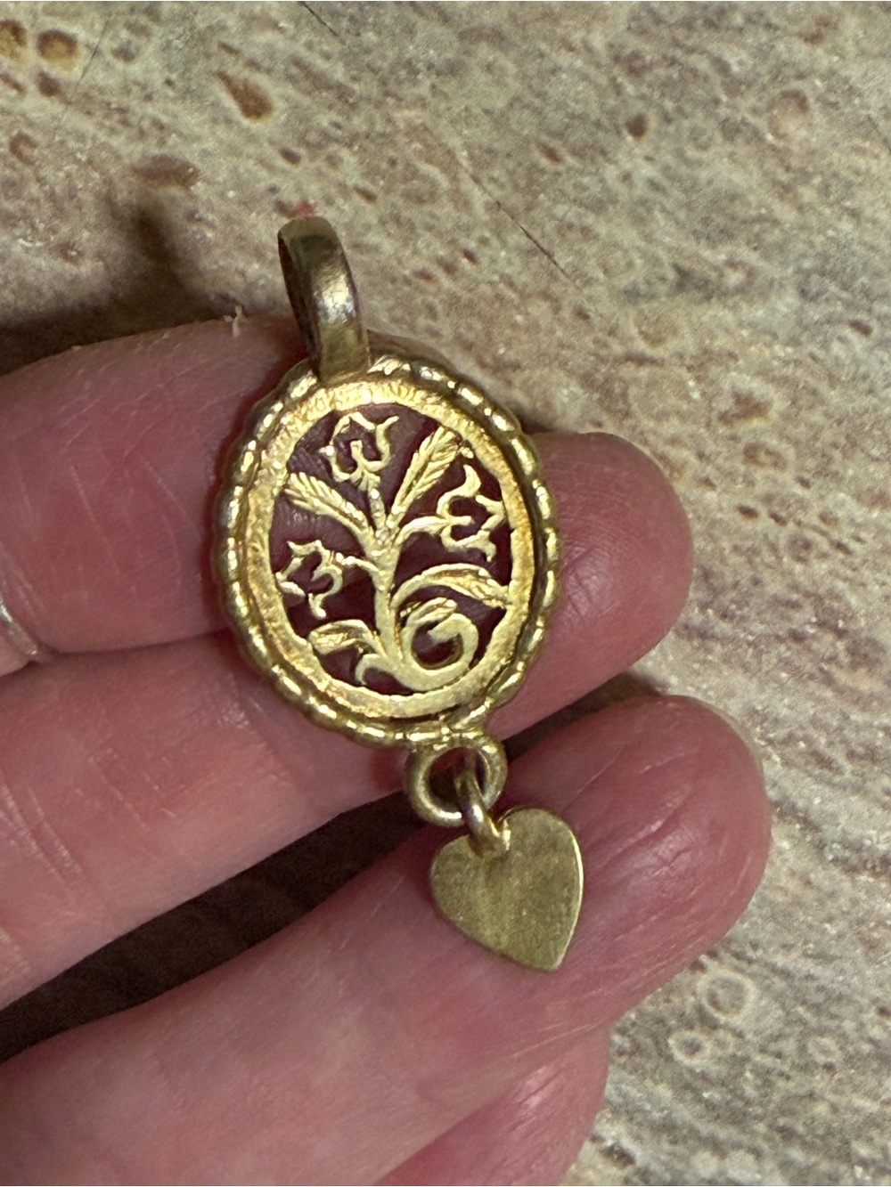 Antique Victorian Biedermeier German
Lavaliere Style Heart Flower Pendant